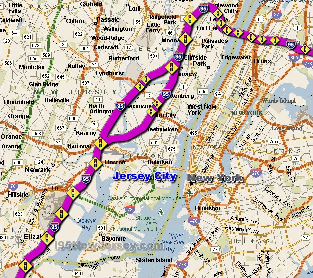 New Jersey Turnpike Traffic Map and I-95 New Jersey Traffic Map
